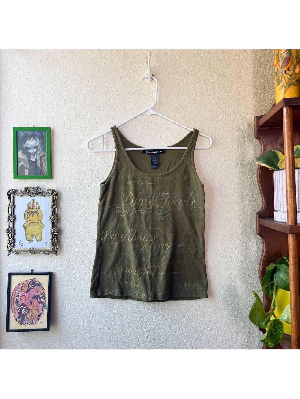Vintage Women's 90's Y2K DKNY Boho Indie Tank